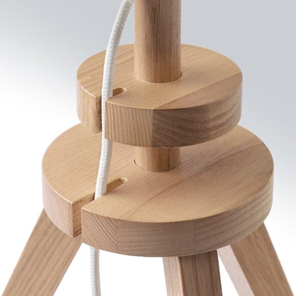 Brand New Beautiful Real Solid Wood Table Lamp, IKEA White Canvas Lamp Decor - Picture 9 of 10